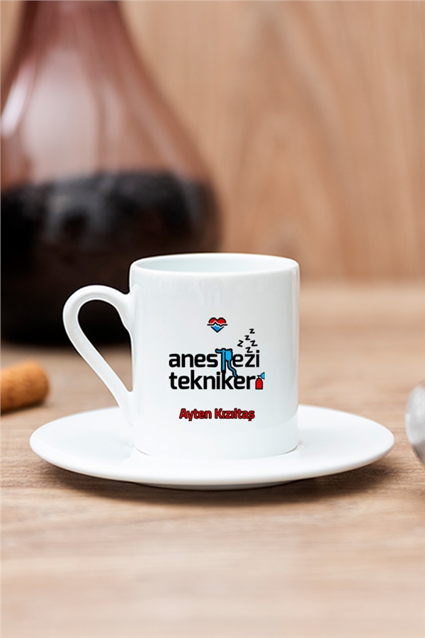 Anestezi Teknikeri Beyaz Türk Kahvesi Fincanı