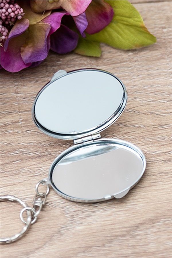 Baş Harfli Oval Makyaj Aynası ve Anahtarlık