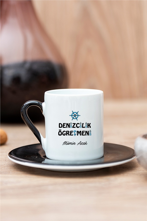 Denizcilik Öğretmeni Renkli Türk Kahvesi Fincanı