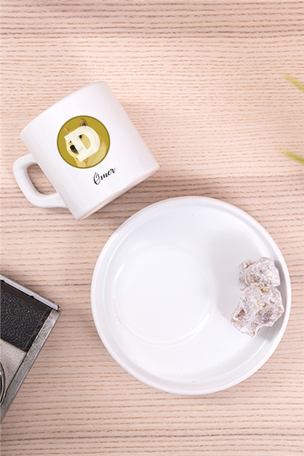 Doge Coin Logolu Concept Türk Kahvesi Fincanı