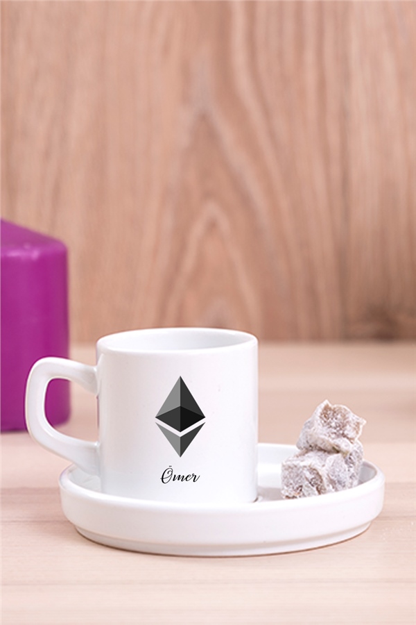 Eth Ethereum Coin Logolu Concept Türk Kahvesi Fincanı