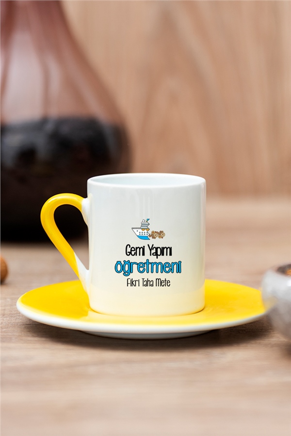 Gemi Yapımı Öğretmeni Renkli Türk Kahvesi Fincanı