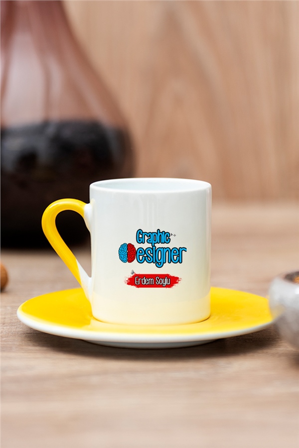 Grafiker Renkli Türk Kahvesi Fincanı