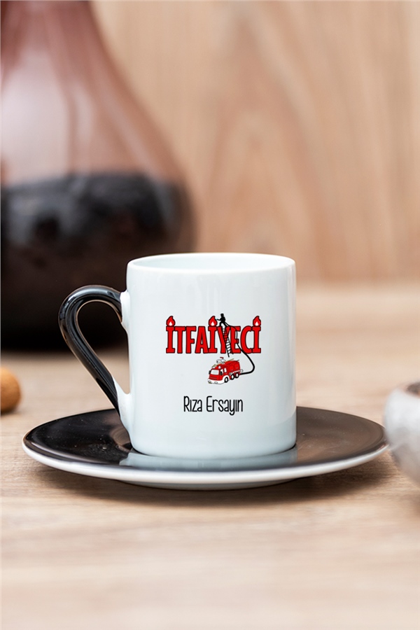 İtfaiyeci Renkli Türk Kahvesi Fincanı