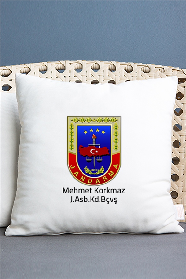 Jandarma Logolu Saten Kare Yastık