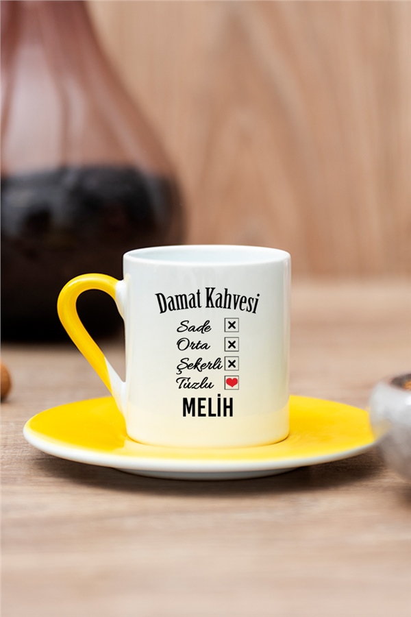 Kişiye Özel Damat Renkli Türk Kahvesi Fincanı