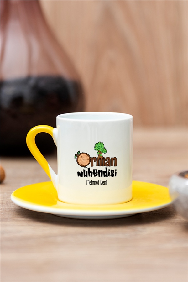 Orman Mühendisi Renkli Türk Kahvesi Fincanı