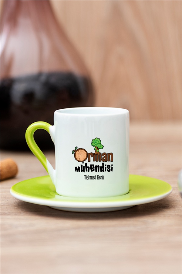 Orman Mühendisi Renkli Türk Kahvesi Fincanı