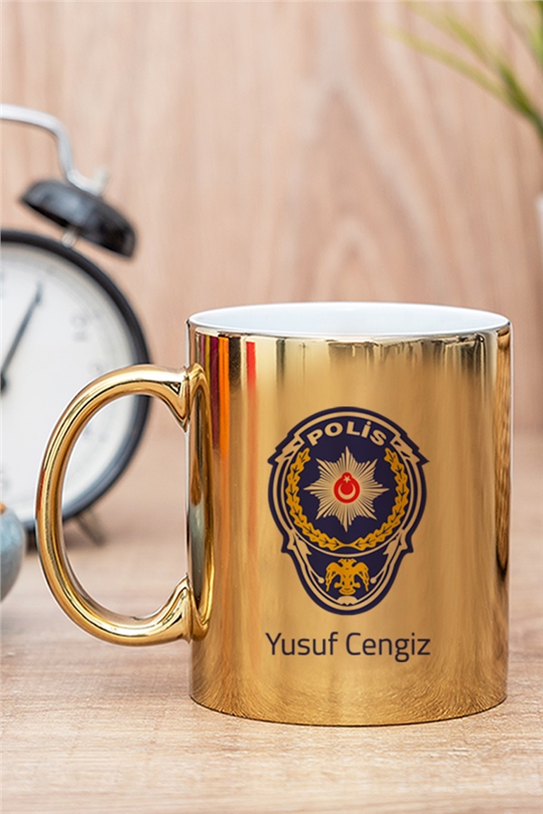 Polis Logolu Gold - Silver Kupa Bardak