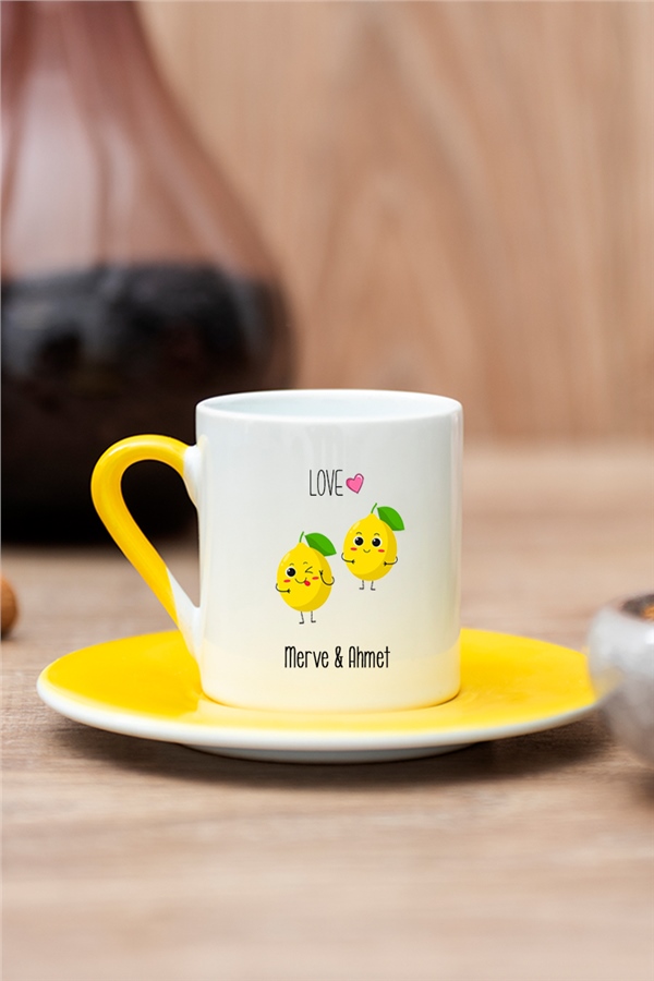 Sevimli Limonlar  Renkli Türk Kahvesi Fincanı