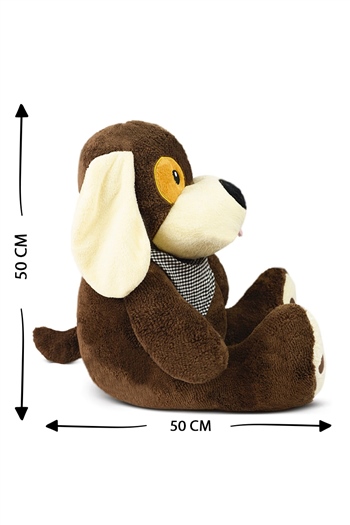 80 cm Korsan Gözlü Koyu Kahverengi Peluş Köpek
