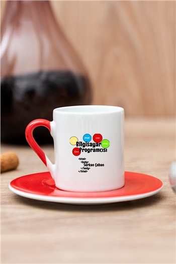 Bilgisayar Programcısı Renkli Türk Kahvesi Fincanı