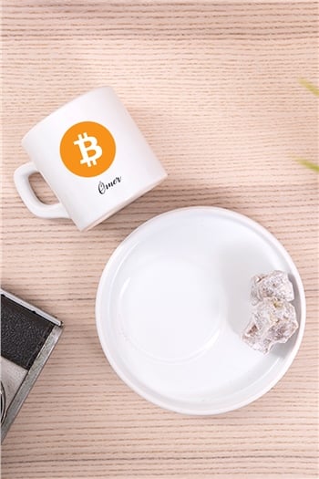 Btc Bitcoin Coin Logolu Concept Türk Kahvesi Fincanı