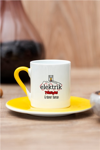 Elektrik Teknisyeni Renkli Türk Kahvesi Fincanı
