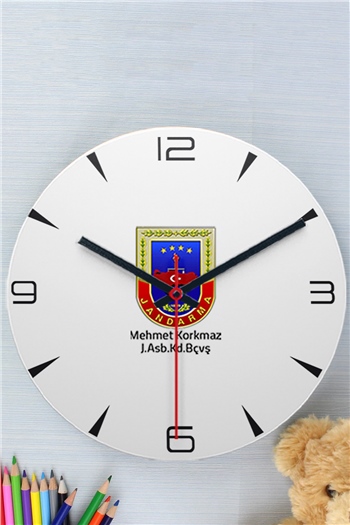 Jandarma Logolu Ahşap Duvar Saati