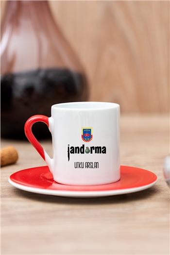 Jandarma Renkli Türk Kahvesi Fincanı