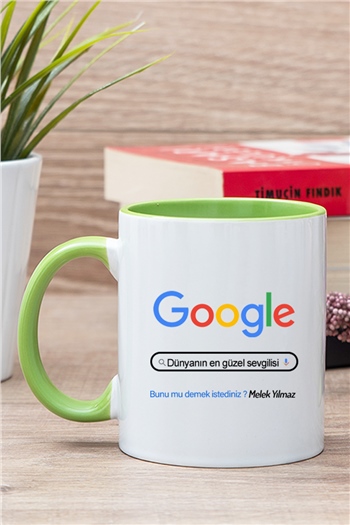 Kişiye Özel Google Tasarım Esprili İçi Renkli Kupa Bardak