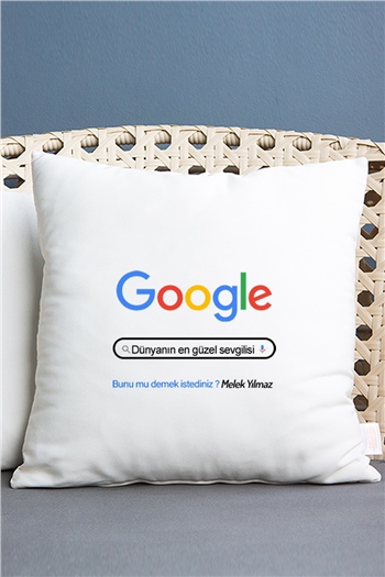 Kişiye Özel Google Tasarım Esprili Saten Kare Yastık