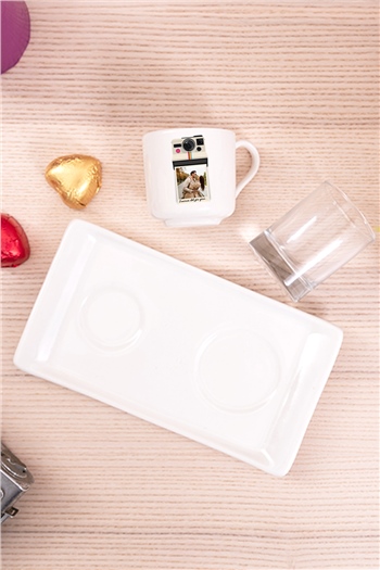 Kişiye Özel Polaroid Tasarım Fotoğraflı Sunumlu Porselen Türk Kahvesi Fincanı