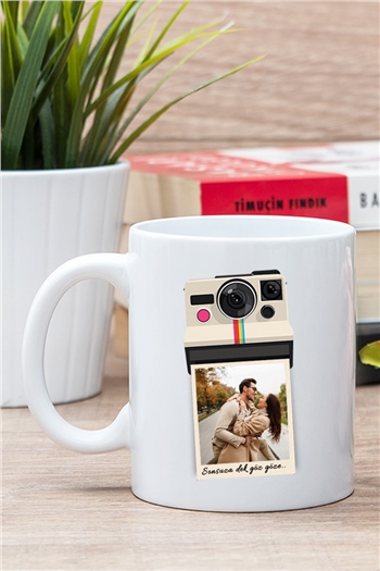 Kişiye Özel Polaroid Tasarım Fotoğraflı Beyaz Kupa Bardak