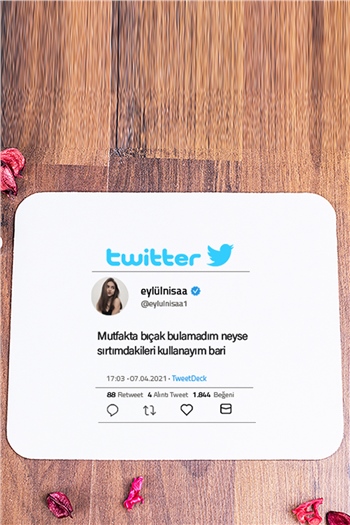 Kişiye Özel Twitter Tasarım Fotoğraflı Mouse Pad