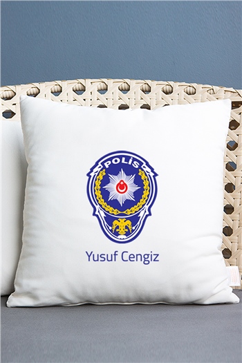 Polis Logolu Saten Kare Yastık