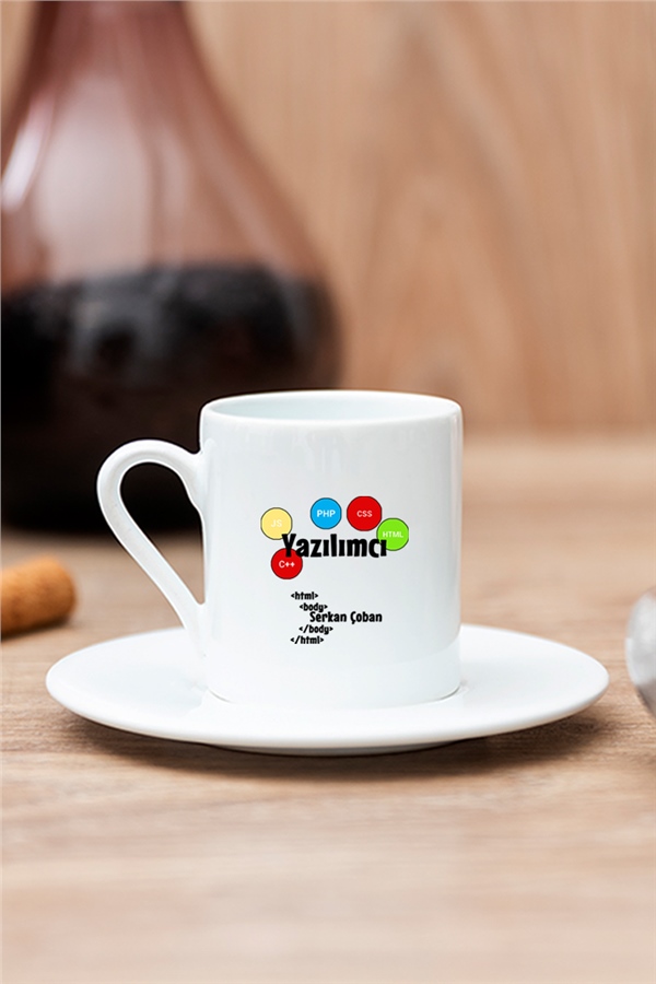 Yazılımcı Beyaz Türk Kahvesi Fincanı